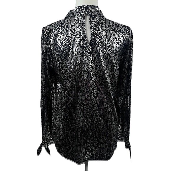 Michael Kors Python Print Shine Top Blouse Size Large City Holiday Career - Picture 3 of 10